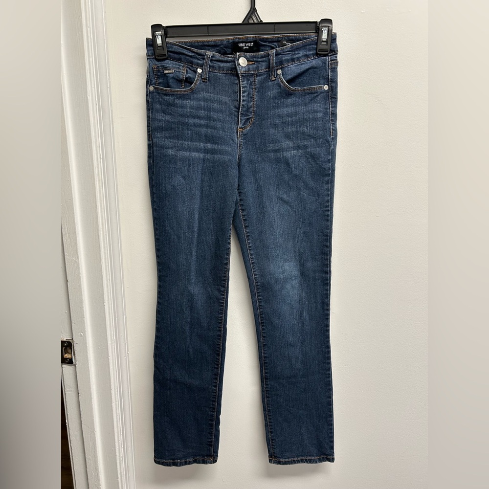 Nine West Dark Blue Curvy Straight Leg Jeans